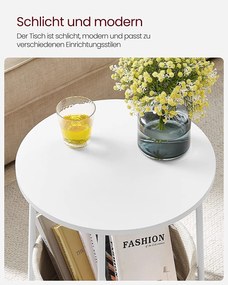 Kerek asztal, kis dohányzóasztal, 45⌀x50 cm fehér-bézs