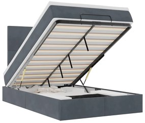 Ottomán ágykeret matracokkal sötétszürke 120x190cm bársony