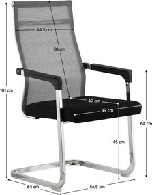 Konferencia szék, szürke/fekete, RIMALA NEW