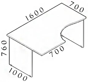Visio ergonomikus asztal 160 x 100 cm, bal, cseresznye