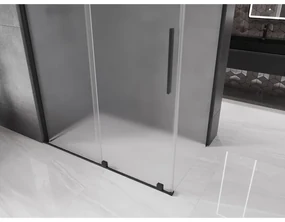 Mexen Velar, tolóajtós zuhanykabin 150 x 85 cm, 8 mm-es matt üveg, fekete matt, 871-150-085-31-70