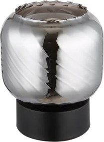 Globo 15754T Asztali lámpa, fém fekete matt, füstszínű üveg, fehér üveg, kábel PVC fekete, billenőkapcsoló a kábelen, ø: 140mm, M: 170mm, kábel hossza 1500mm, 1x E27 25W 230V izzó nélkül
