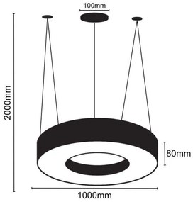 LED Csillár zsinóron LED/50W/230V 4000K átm. 100 cm fekete