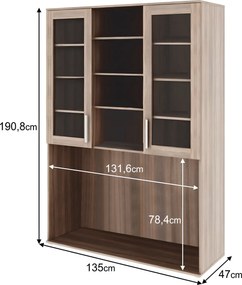 TV szekrény üveg, DTD laminált, tölgy sonoma, DUNAJ TYP6