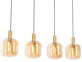 Design lógólámpa fekete rézzel és borostyánüveggel 4-lámpás - Zuzanna