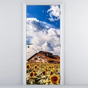 Fotótapéta ajtóra - Napraforgó mező (95x205cm)