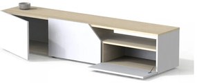 Fehér TV-állvány tölgyfa dekorral 180x38 cm Verone - TemaHome