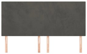 4 db sötétszürke bársony fejtámla 80 x 5 x 78/88 cm