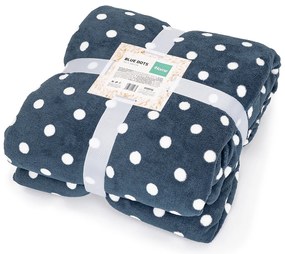 4Home Kék pöttyös gyapjú hatású pléd, 150 x 200 cm