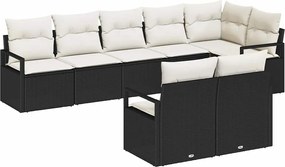 vidaXL Kanapé Szett 8 pcs Fekete polirattan