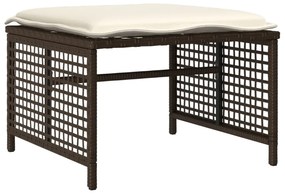 4 részes barna polyrattan üveg kerti ülőgarnitúra párnákkal