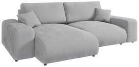 Világosszürke kordbársony sarokkanapé (variálható) Justin – Ropez