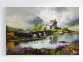 Vászonkép Canvas Tájkép Skócia Highlands Hegyek Kastély Híd 120x80