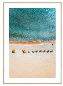 Falikép, tengerpart napernyőkkel, 50x70 cm, türkiz - PLAGE
