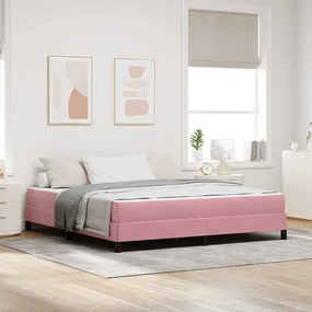 Boxspring ágy matraccal Rózsaszín 180 x 200 cm Bársony
