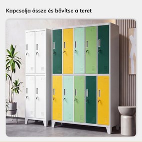 Öltözőszekrény 10-ajtós szürke-zöld-sárga, 1360x1720x450 mm: BARTEK