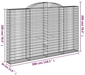 íves horganyzott vas gabion kosár 300 x 30 x 180/200 cm