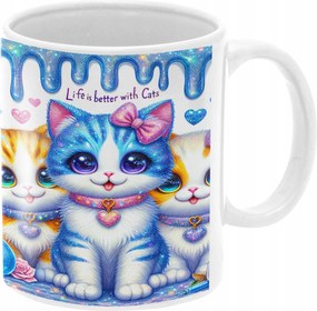 Macska Bögre Macskákkal Vicces Születésnapi Ajándék 330ml Csomagolás