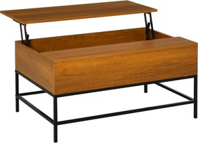 HOMCOM Emelhető Kávézóasztal Rejtett Tárolóhellyel 90x60.5x45.5 cm Teak | Aosom