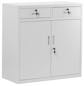 Fém irodai szekrény fiókokkal LENA, 900 x 900 x 400 mm, szürke