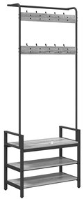 Kabáthorog polcokkal Szürke sonoma 75 x 34 x 184 cm Faanyag