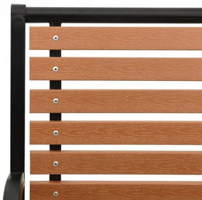 Fekete és barna acél és wpc kerti pad 116 cm