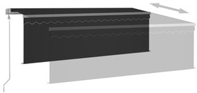 szürke redőnyös, LED-es, szélérzékelős napellenző 4,5 x 3 m