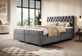 FESTER 2 kárpitozott boxspring ágy - szürke / 180x200