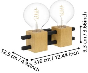 Eglo 390192 - Fali lámpa LEVANTARA 2xE27/40W/230V fekete/barna