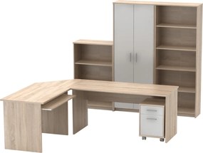 Irodai összeállítás, sonoma tölgyfa/fehér, JOHAN 2 NEW
