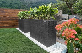 Virágtartó, polyrattan, fekete, 83 x 30