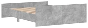 betonszürke ágykeret fej- és lábtámlával 140 x 200 cm