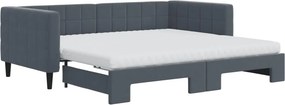 vidaXL sötétszürke kihúzható bársony heverő matraccal 90 x 190 cm