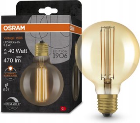 Ledvance arany vintage Led izzó E27 5.8 W Globe, meleg fehér