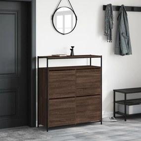 barna tölgy cipőszekrény 4 kihajtható fiókkal 100x34x112 cm