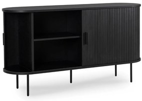 TRISH komód 140 cm, kétajtós, tolóajtós, fekete