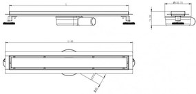 Mexen Lapos lineáris rozsdamentes ereszcsatorna 60 cm, 360°-os szifon, M33 minta, rozsdamentes acél, 1033060-40