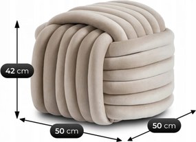 Fonott puff krém színben, bársony kárpittal, MAGMA