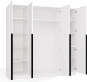 SENSO 4D gardróbszekrény 200x56.5x200 cm, fehér-fekete