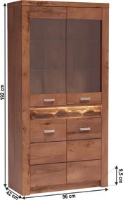 Vitrines szekrény, világos kőris, INFINITY I-03