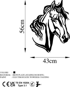 Horse fém fali dekoráció, 43×56 cm
