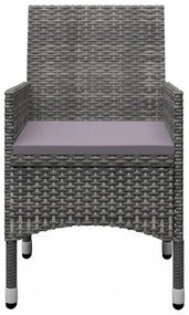3 részes szürke polyrattan és edzett üveg bisztrószett