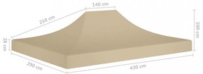 bézs tető partisátorhoz 4,5 x 3 m 270 g/m²