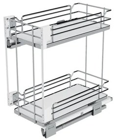 Konyhai fémrács, 450mm, oldalra szerelhető, króm-fehér, teljes kihúzás, csillapított záródás, rejtett fióksín, 2 kosár SIGE, Infinity Line 004