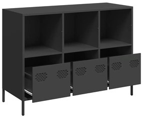 fekete hidegen hengerelt acél tálalószekrény 101,5x39x73,5 cm