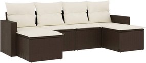 vidaXL 6 részes barna polyrattan kerti ülőgarnitúra párnával