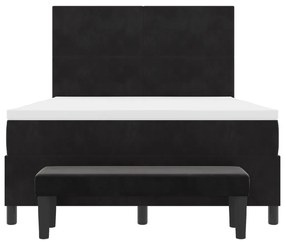 vidaXL Box Spring Ágy Matraccal és Pad Fekete 160x200 cm Bársony