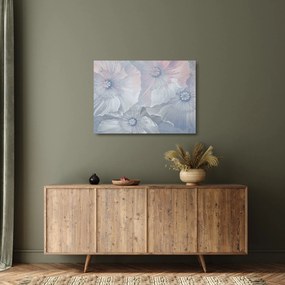 Kép - Kék virágok a falon (üvegen) (70x50 cm)