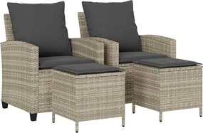 vidaXL 4 részes világosszürke polyrattan kerti ülőgarnitúra párnákkal
