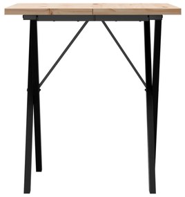 tömör fenyőfa és öntöttvas étkezőasztal X-vázzal 70x70x75,5 cm